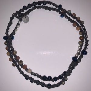 Gemstones and Leather Necklace or Wrap Bracelet